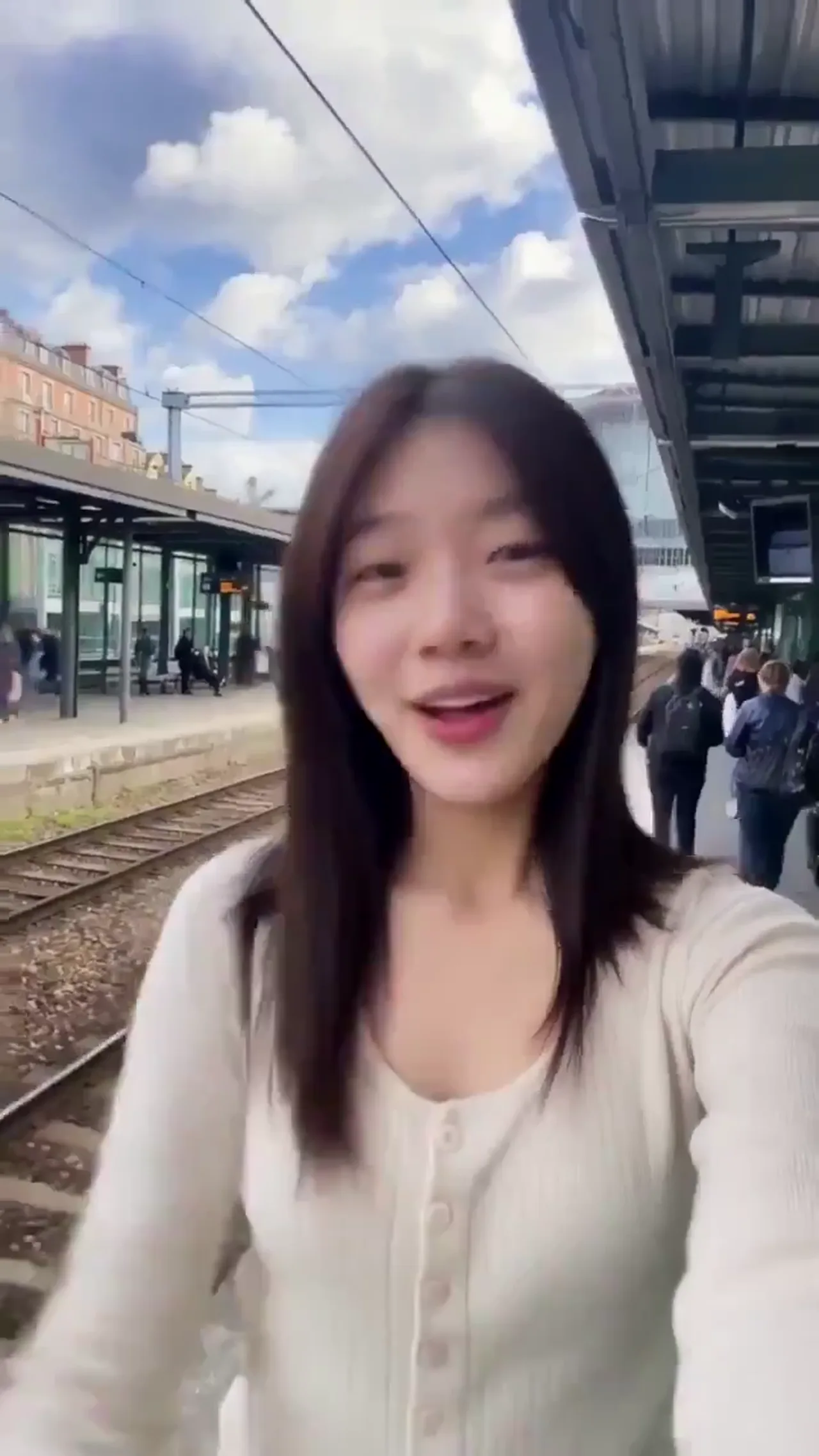 Woman Boarding a Train
